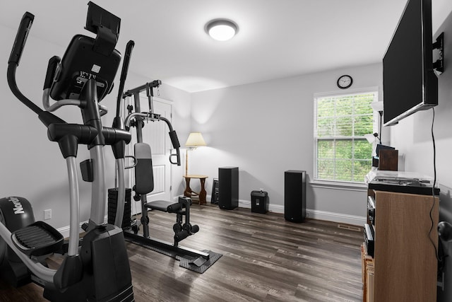 1008 Durgan Pl, Dalton, GA 30721 - exercise room featuring dark wood-style floors and baseboards