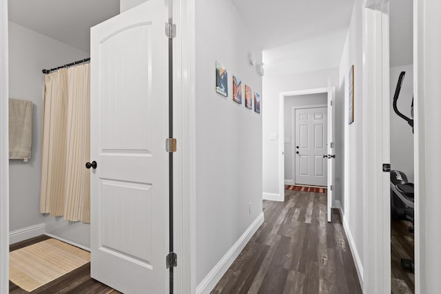 1008 Durgan Pl, Dalton, GA 30721 - hallway featuring dark wood-type flooring and baseboards