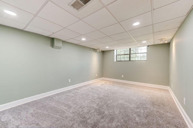 2049 Saunders Rd, Ringgold, GA 30736 - basement featuring carpet, recessed lighting, a paneled ceiling, and baseboards