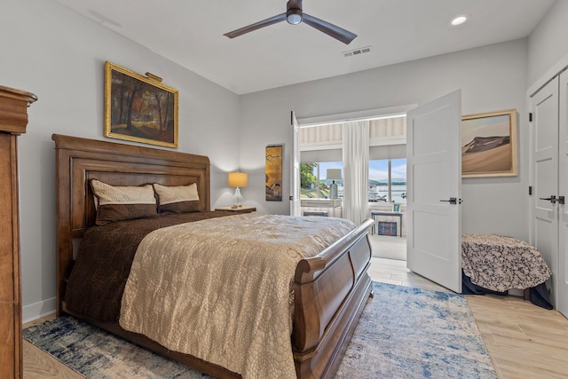 4274 Lakeshore Ln Unit 102, Chattanooga, TN 37415 - bedroom with recessed lighting, wood finished floors, and a ceiling fan