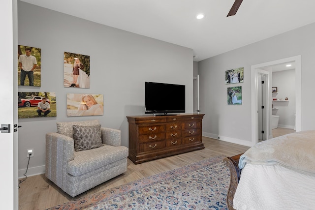 4274 Lakeshore Ln Unit 102, Chattanooga, TN 37415 - bedroom featuring wood finished floors, baseboards, recessed lighting, a ceiling fan, and ensuite bathroom