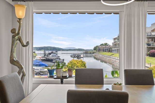 4274 Lakeshore Ln Unit 102, Chattanooga, TN 37415 - dining room with a water and mountain view and plenty of natural light