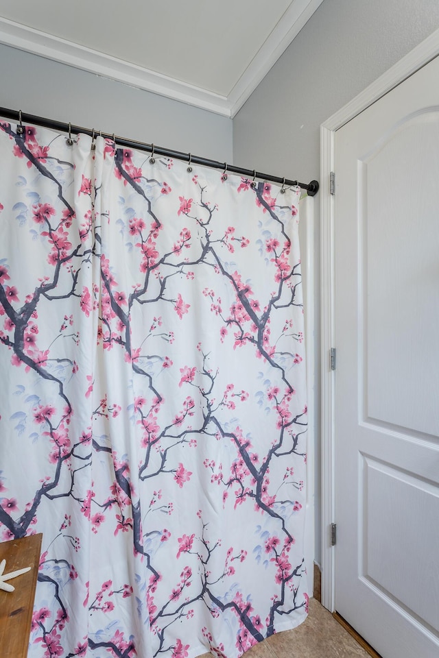 375 Cody Way, Tunnel Hill, GA 30755 - bathroom featuring crown molding and a shower with shower curtain