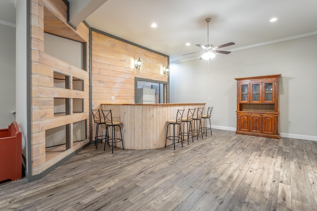 375 Cody Way, Tunnel Hill, GA 30755 - kitchen featuring ornamental molding, wood finished floors, a ceiling fan, recessed lighting, and baseboards