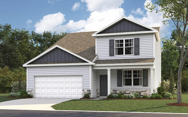 304 Draft St, Rossville, GA 30741 - view of front of house with a shingled roof, board and batten siding, stone siding, and concrete driveway