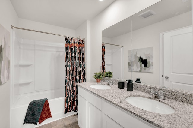 304 Draft St, Rossville, GA 30741 - bathroom with shower / bath combination with curtain and double vanity