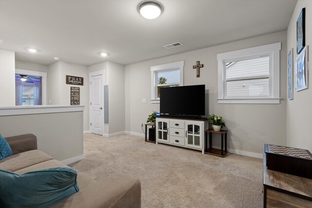 7559 Snow Cone Way, Ooltewah, TN 37363 - living room featuring baseboards, carpet floors, plenty of natural light, and recessed lighting