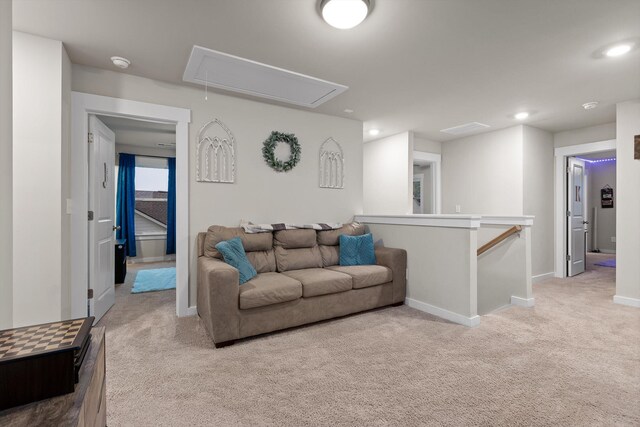 7559 Snow Cone Way, Ooltewah, TN 37363 - living area featuring attic access, carpet, recessed lighting, and baseboards