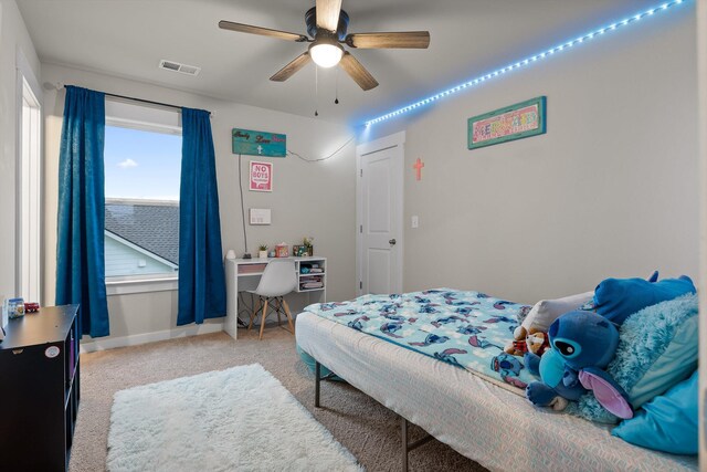 7559 Snow Cone Way, Ooltewah, TN 37363 - bedroom with light colored carpet, baseboards, and ceiling fan