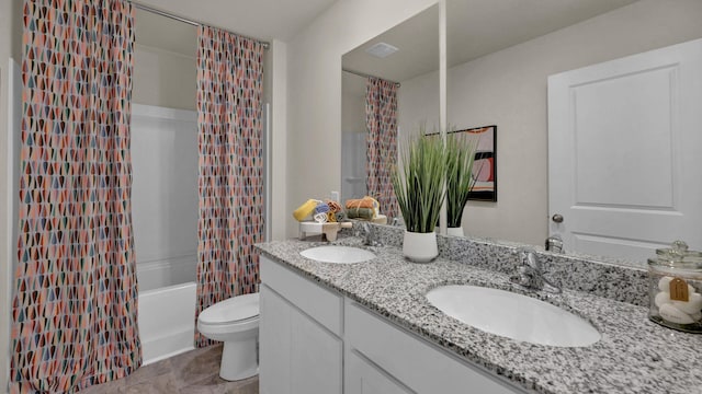 314 Draft St, Rossville, GA 30741 - full bath featuring double vanity, toilet, and shower / bathtub combination with curtain