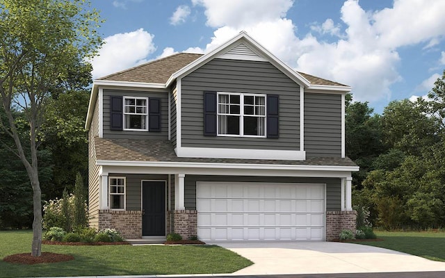 300 Draft St, Rossville, GA 30741 - view of front of home featuring brick siding, an attached garage, driveway, and a front lawn