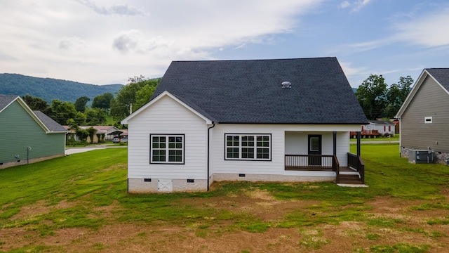 4958 Old State Highway 28, Dunlap, TN 37327 - rear view of property with crawl space, covered porch, a yard, and a mountain view