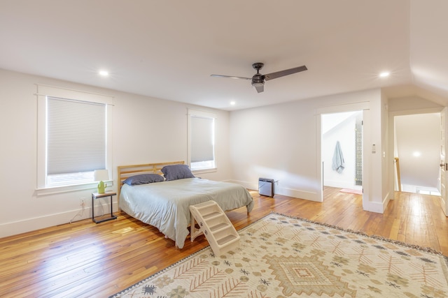 2104 Oak St, Chattanooga, TN 37404 - bedroom featuring wood-type flooring, recessed lighting, baseboards, and a ceiling fan