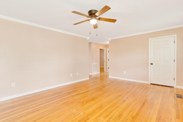 347 Highland Dr, Dunlap, TN 37327 - spare room with ornamental molding, ceiling fan, light wood-type flooring, and baseboards