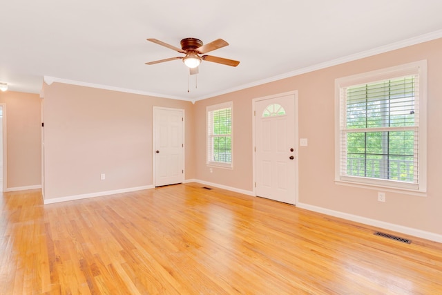 347 Highland Dr, Dunlap, TN 37327 - foyer featuring a ceiling fan, light wood-type flooring, ornamental molding, and baseboards
