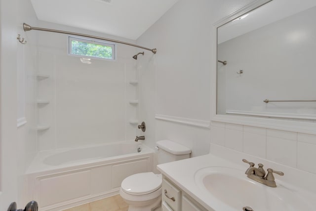 347 Highland Dr, Dunlap, TN 37327 - bathroom with toilet, shower / bath combination, vanity, and tile patterned floors