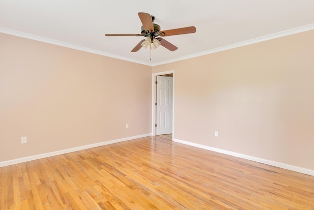 347 Highland Dr, Dunlap, TN 37327 - spare room featuring baseboards, ornamental molding, light wood finished floors, and ceiling fan