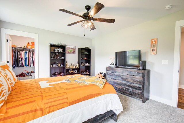9117 Sir Hudson Ct, Harrison, TN 37341 - carpeted bedroom featuring ceiling fan, baseboards, a closet, and a spacious closet