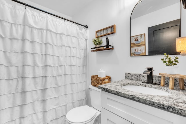 329 Windsong Dr, Lafayette, GA 30728 - bathroom featuring vanity, toilet, and a shower with shower curtain