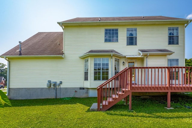 8275 Stillwater Cir, Ooltewah, TN 37363 - rear view of property with a lawn and a deck