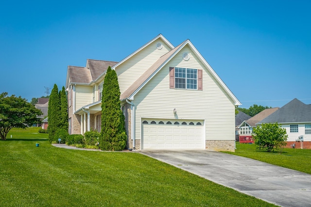 8275 Stillwater Cir, Ooltewah, TN 37363 - traditional-style home with an attached garage, driveway, and a front lawn
