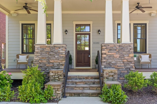 8580 Festival Loop, Chattanooga, TN 37419 - entrance to property featuring ceiling fan and covered porch