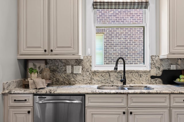 8580 Festival Loop, Chattanooga, TN 37419 - kitchen featuring stainless steel dishwasher, a sink, and decorative backsplash