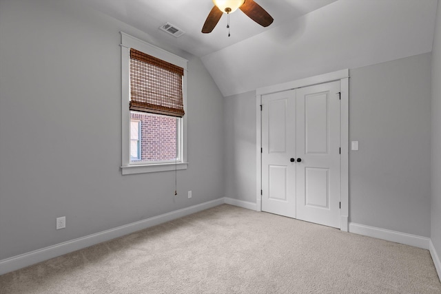 8580 Festival Loop, Chattanooga, TN 37419 - unfurnished bedroom featuring vaulted ceiling, carpet, baseboards, a closet, and a ceiling fan