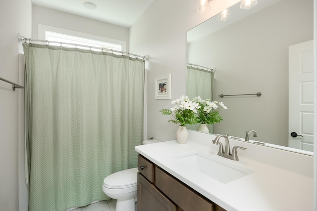 306 Stonegate Way, Soddy Daisy, TN 37379 - bathroom with vanity, tile patterned floors, and shower / bath combo with shower curtain