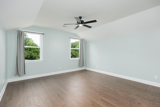 306 Stonegate Way, Soddy Daisy, TN 37379 - additional living space with vaulted ceiling, a ceiling fan, and dark wood-style floors