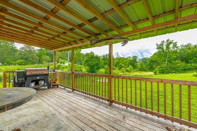 253 Hartline Rd, Trenton, GA 30752 - deck featuring grilling area, a lawn, and view of scattered trees