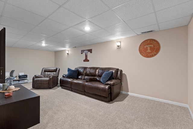 6443 Olde Ferry Lndg, Harrison, TN 37341 - living room with carpet floors, baseboards, and a paneled ceiling