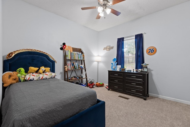 6443 Olde Ferry Lndg, Harrison, TN 37341 - bedroom featuring light carpet, a ceiling fan, baseboards, and a textured ceiling