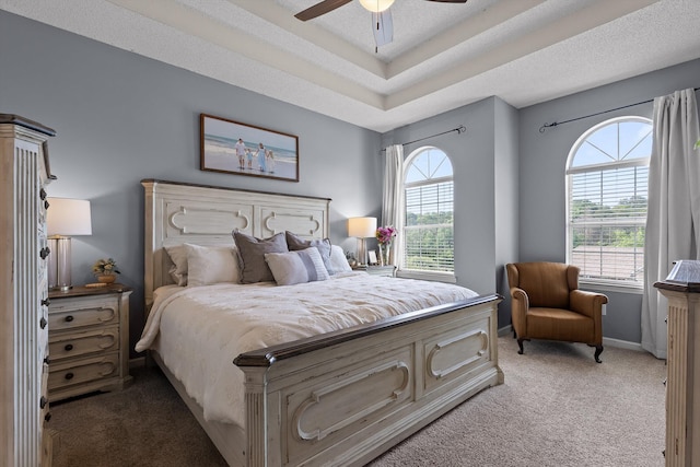 6443 Olde Ferry Lndg, Harrison, TN 37341 - bedroom with carpet, a raised ceiling, baseboards, and a ceiling fan