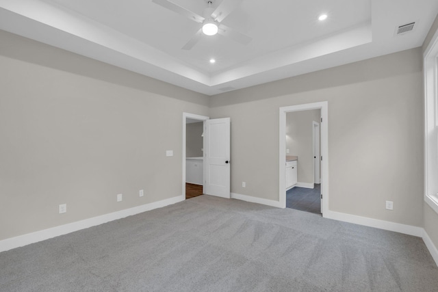 2732 Butlers Green Cir Unit 27, Chattanooga, TN 37421 - unfurnished bedroom with a raised ceiling, carpet, recessed lighting, baseboards, and ensuite bathroom