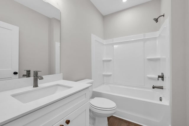 2732 Butlers Green Cir Unit 27, Chattanooga, TN 37421 - bathroom with vanity, toilet, shower / bathtub combination, and wood finished floors
