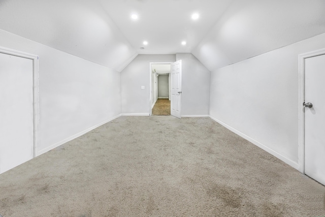 320 Marble Top Rd, Chickamauga, GA 30707 - additional living space with vaulted ceiling, carpet floors, baseboards, and recessed lighting