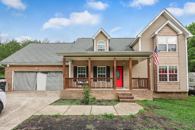 320 Marble Top Rd, Chickamauga, GA 30707 - view of front facade featuring a porch, an attached garage, a shingled roof, and concrete driveway