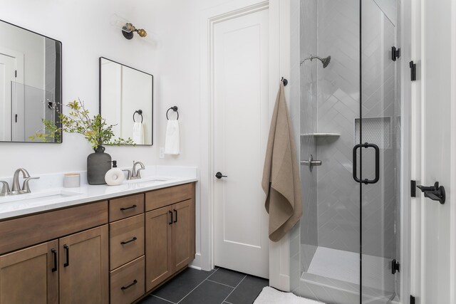 1522 Little Sorrel Rd Unit 034, Hixson, TN 37343 - full bath featuring double vanity, a shower stall, and tile patterned flooring