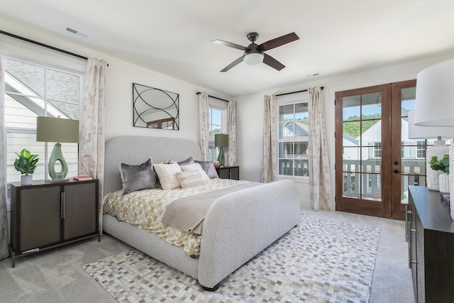 1522 Little Sorrel Rd Unit 034, Hixson, TN 37343 - bedroom with access to outside, light carpet, and a ceiling fan