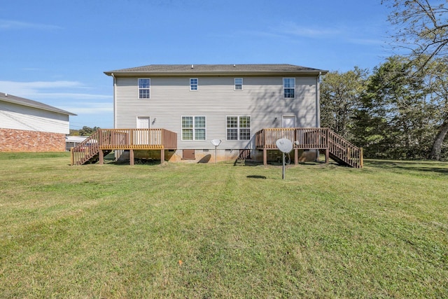 1770 Thrasher Pike, Hixson, TN 37343 - rear view of property with stairs, a wooden deck, crawl space, and a yard