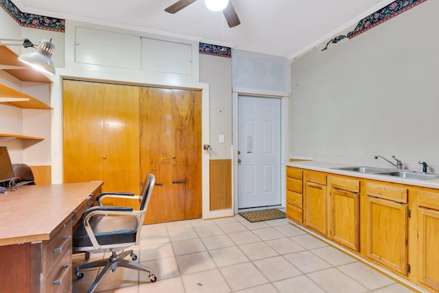 1615 Wilson Rd, Rossville, GA 30741 - office space featuring a sink, a ceiling fan, and light tile patterned floors
