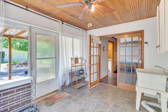 1615 Wilson Rd, Rossville, GA 30741 - sunroom with french doors, ceiling fan, and plenty of natural light