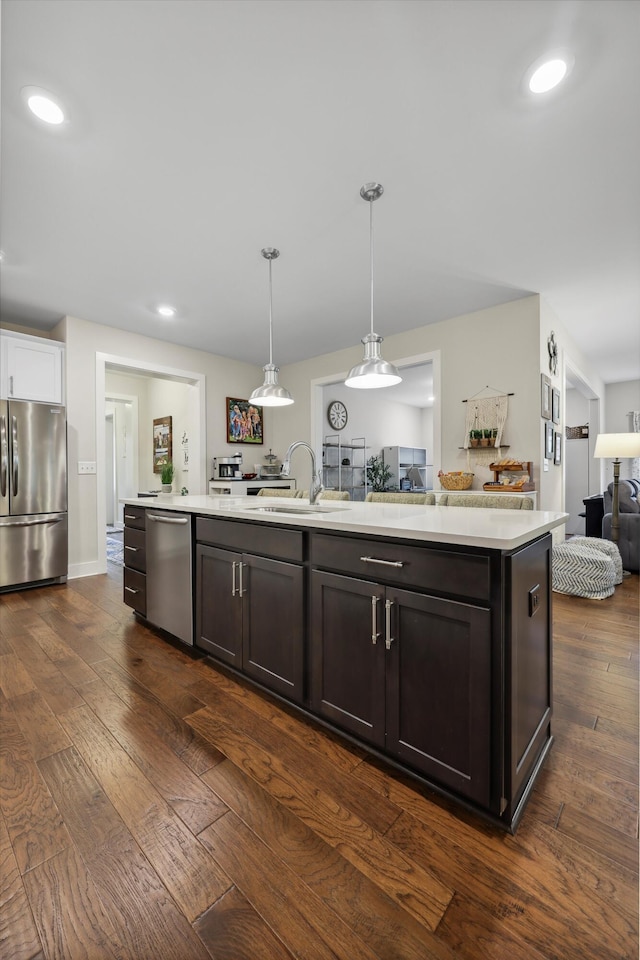 1590 Buttonwood Unit 20, Chattanooga, TN 37421 - kitchen featuring appliances with stainless steel finishes, a sink, open floor plan, light countertops, and recessed lighting