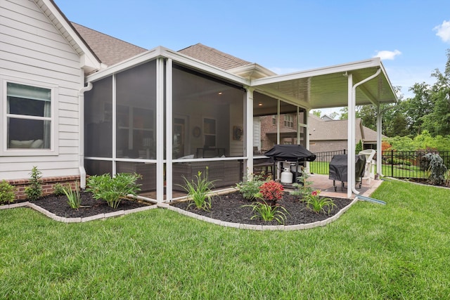 1590 Buttonwood Unit 20, Chattanooga, TN 37421 - back of house with a sunroom, a patio area, and a shingled roof