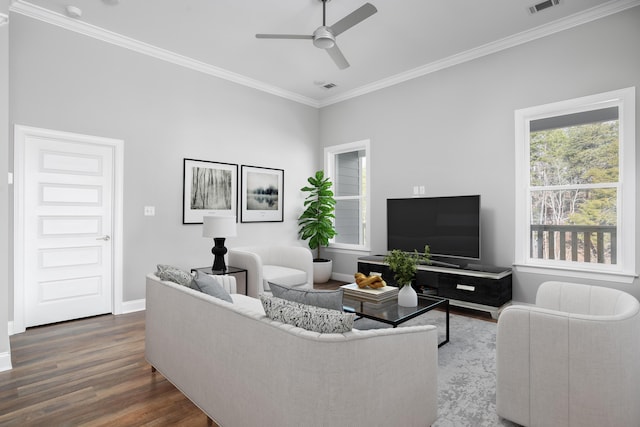 316 Fox Gap Ln Unit 316, Hixson, TN 37343 - living room with wood finished floors, a ceiling fan, and crown molding