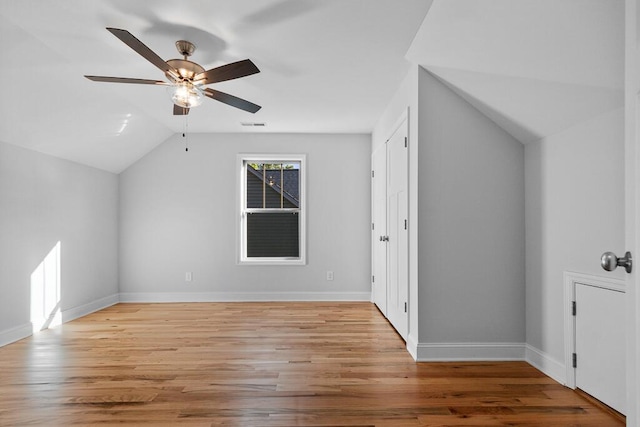 607 Westover Dr SW, Cleveland, TN 37311 - bonus room with lofted ceiling, ceiling fan, light wood-style flooring, and baseboards