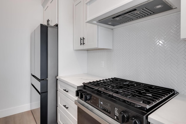 6221 Alexandra Pl, Chattanooga, TN 37416 - kitchen featuring custom exhaust hood, stainless steel appliances, white cabinets, and backsplash