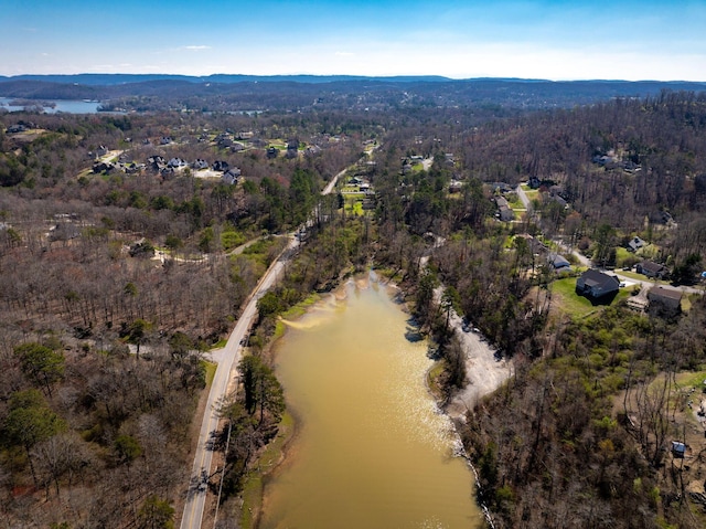 6221 Alexandra Pl, Chattanooga, TN 37416 - aerial overview of property's location with a water and mountain view and a forest