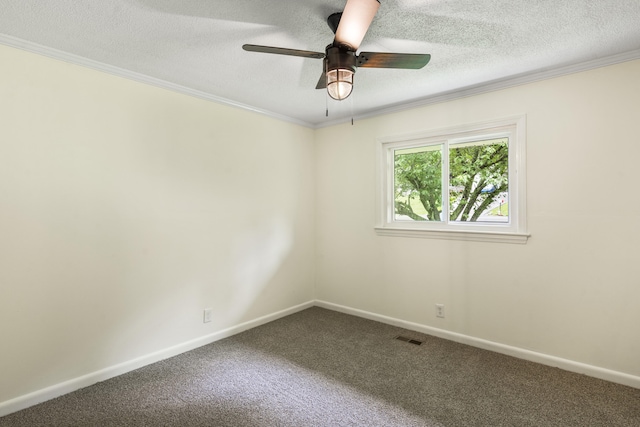 1331 Phils Dr, Chattanooga, TN 37421 - carpeted empty room with ornamental molding, ceiling fan, baseboards, and a textured ceiling